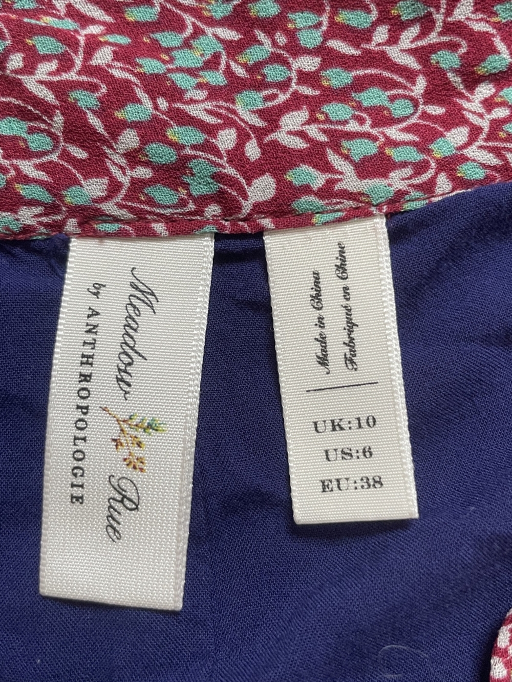 Anthropologie Red and Navy Mixed Floral Midi Skirt Size S - Picture 11 of 12